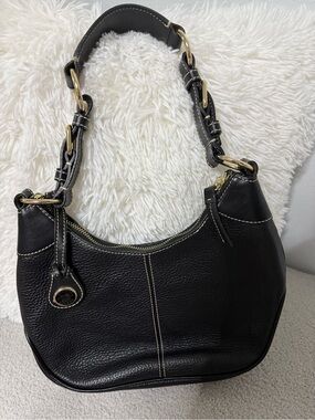 Dooney & Bourke Black AWL Leather 2 Hobo Bag with Gold Hardware Pristine bag